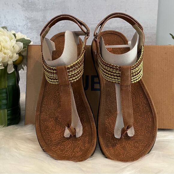 NEW JBU by Jambu Yasmin Velcro Bungee Floral Flats Sandals Saddle Sage Sz 6 - Picture 4 of 15